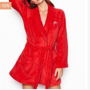 Victoria’s Secret Bright Cherry Red Plush Short Robe